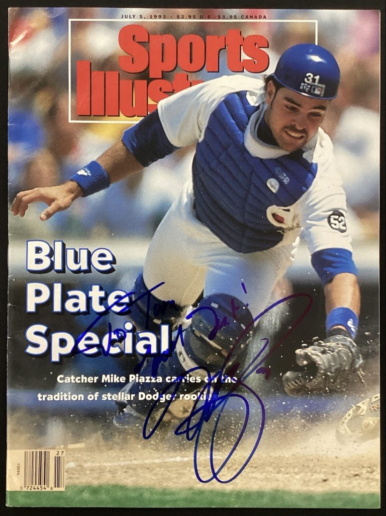 Mike Piazza Signed Sports Illustrated 7/5/93 No Label LA Dodgers Autograph JSA