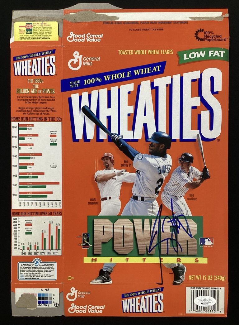 Tino Martinez Signed Cereal Box Wheaties Baseball NY Yankees Autograph WSC JSA