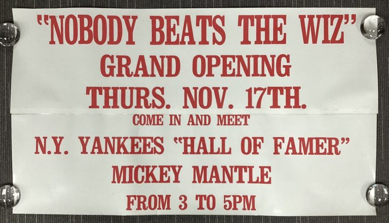 Mickey Mantle Poster 1992 Nobody Beats The Wiz Store Opening NY Yankees HOF