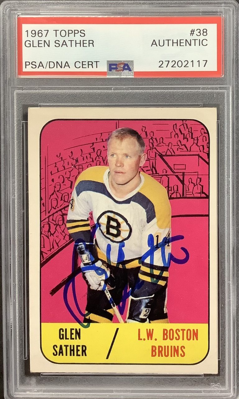 Glen Sather Signed 1967 Topps #38 Rookie Card Bruins Oilers Autograph PSA/DNA