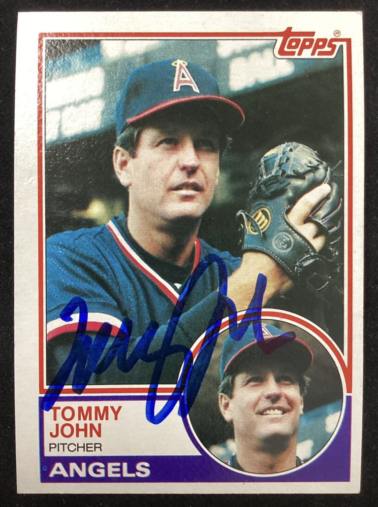 Tommy John Signed 1983 Topps #735 Baseball Card California Angels Autograph TPG