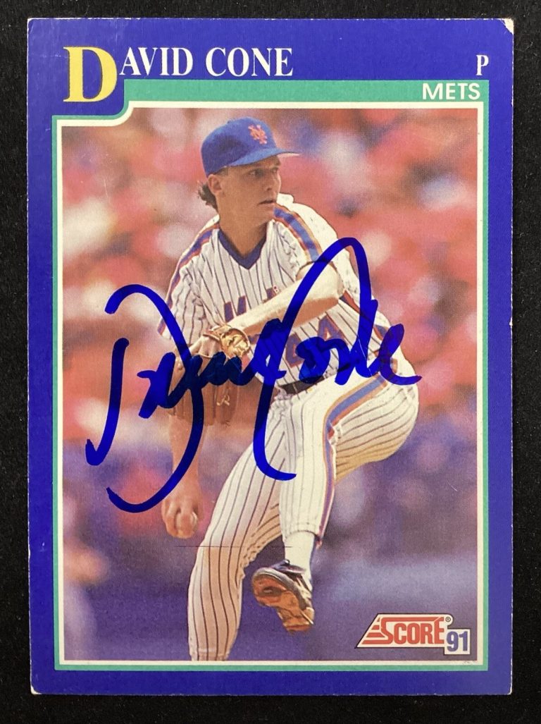 David Cone Signed 1991 Score #549 Baseball Card NY Mets Pitcher Autograph TPG