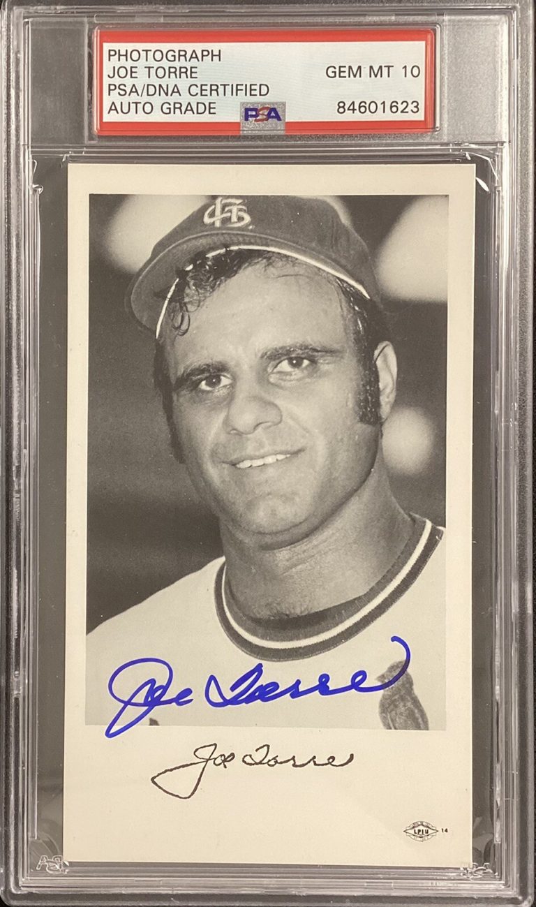 Joe Torre Signed Postcard B&W Baseball Cardinals Yankees PSA/DNA Auto GEM MT 10