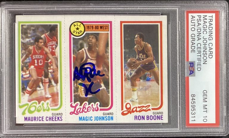 Magic Johnson Signed 1980 Topps #18 Rookie Card RC Lakers PSA/DNA Gem MT 10  A