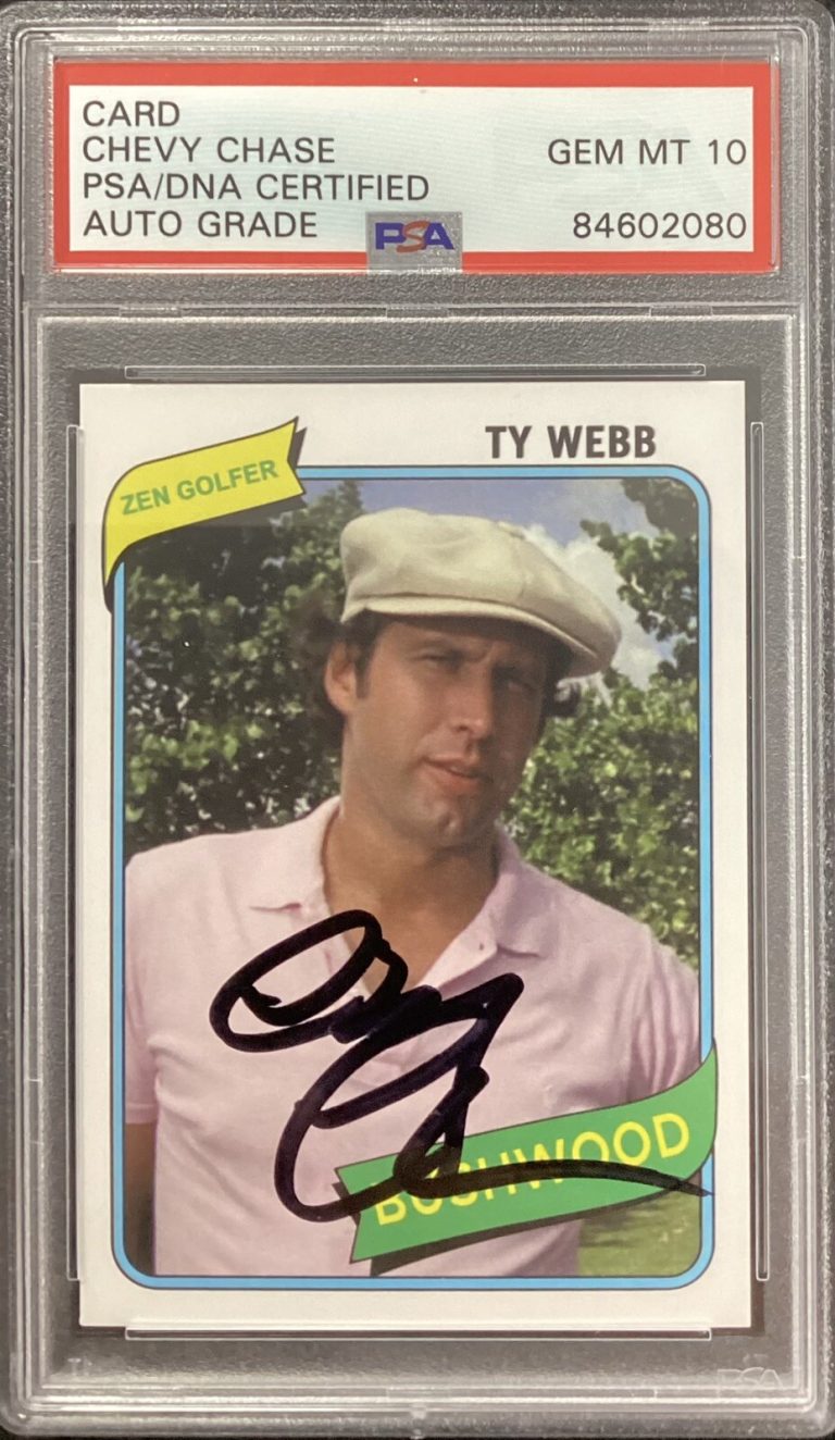 Chevy Chase Signed Card Caddyshack Bush Wood Country Club Ty PSA/DNA Gem MT 10