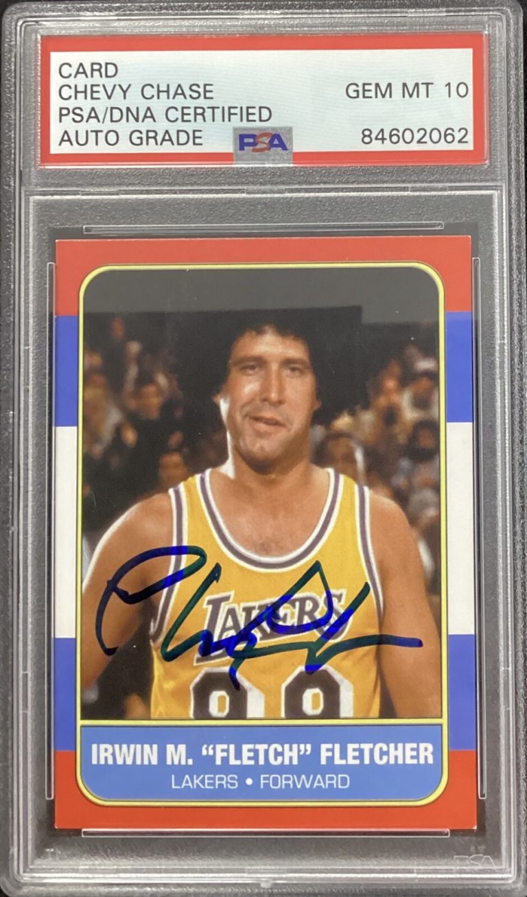 Chevy Chase Signed Card Irwin Fletch Fletcher Lakers 1986 Fleer PSA/DNA Auto 10