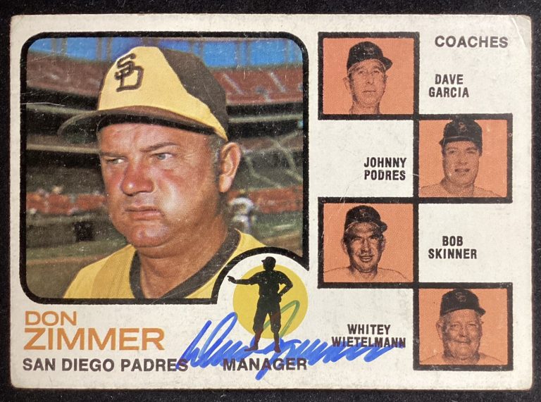 Don Zimmer Signed 1973 Topps #12 Baseball Card San Diego Padres Autograph TPG