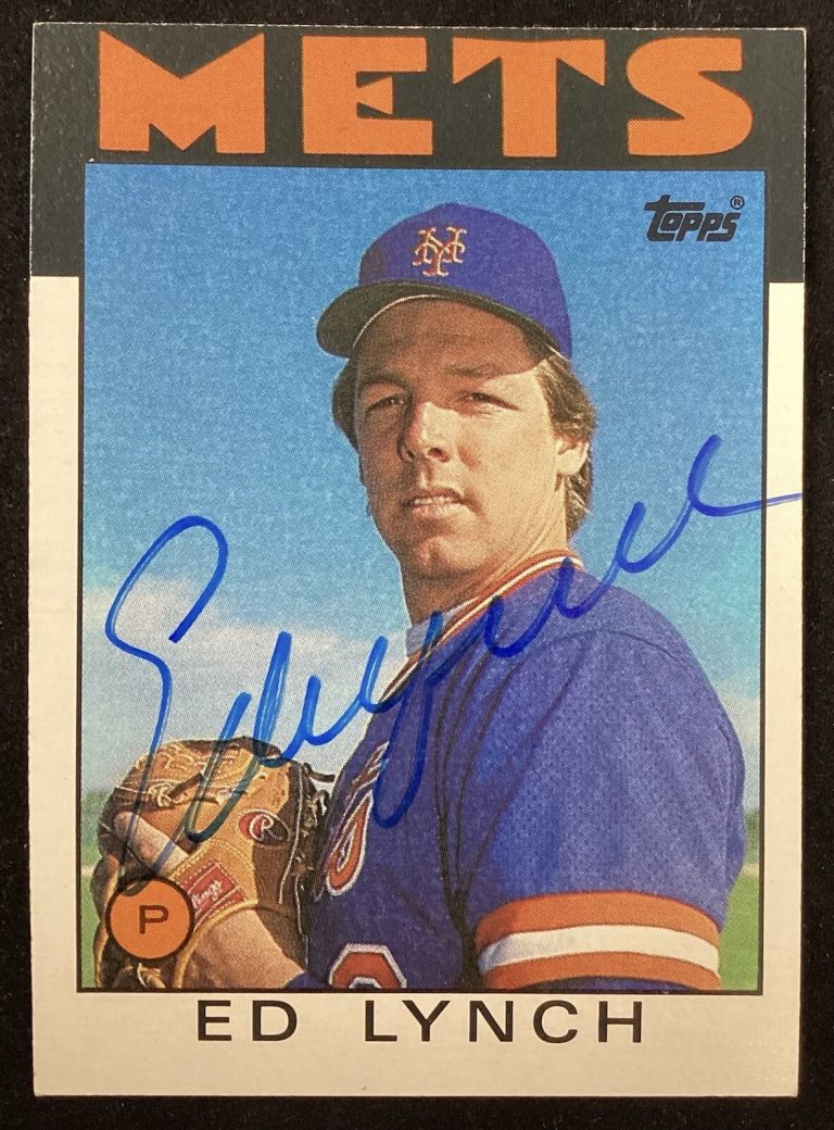 Ed Lynch Signed 1986 Topps #68 Baseball Card New York Mets Pitcher Autograph TPG