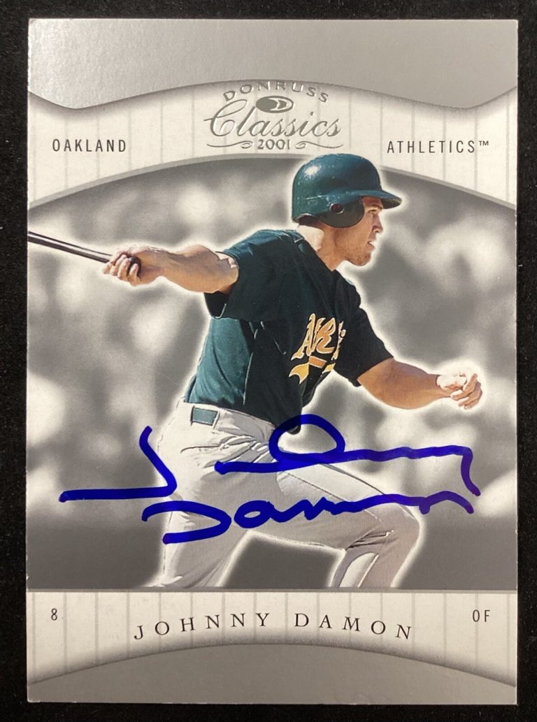 Johnny Damon Signed 2001 Donruss Classics #62 Baseball Card As Sox Autograph TPG