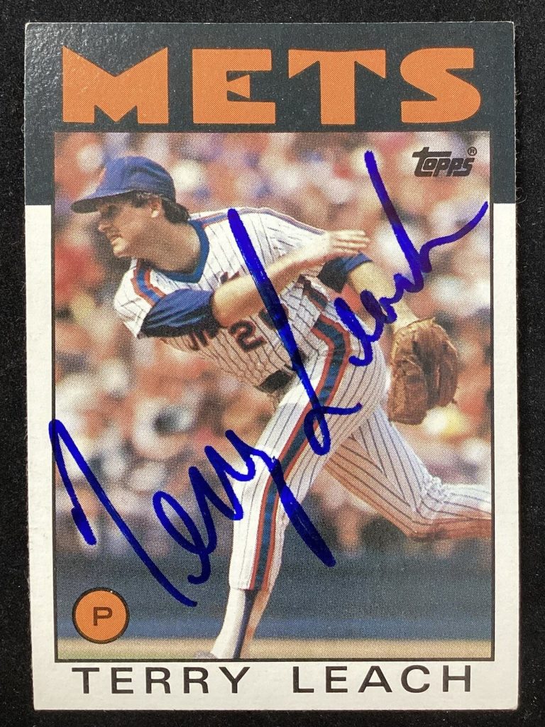 Terry Leach Signed 1986 Topps #774 Baseball Card New York Mets Autograph TPG