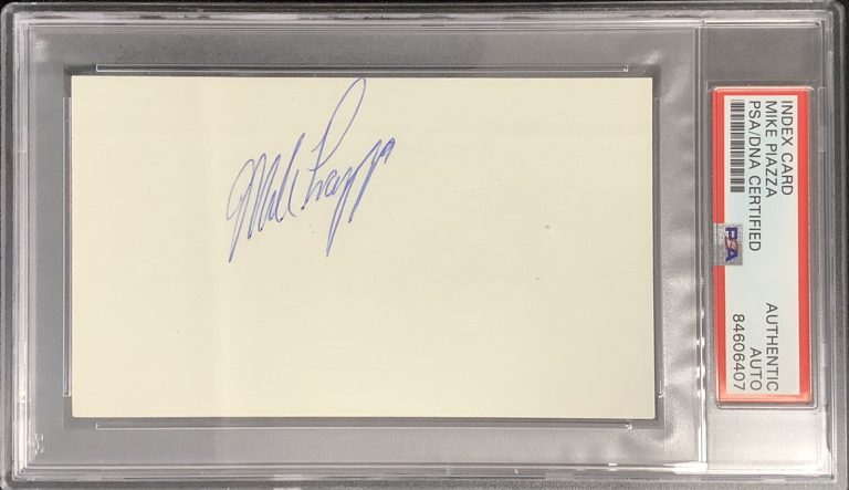 Mike Piazza Signed Index Card Baseball Dodgers NY Mets Vintage Autograph PSA/DNA