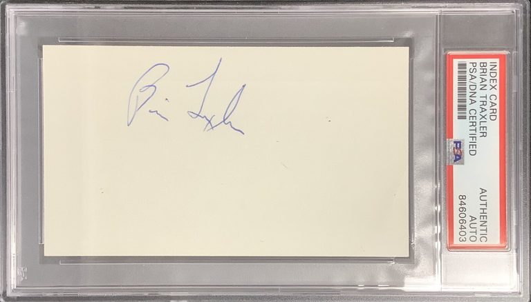 Brian Traxler Signed Index Card Baseball Los Angeles Dodgers Autograph PSA/DNA