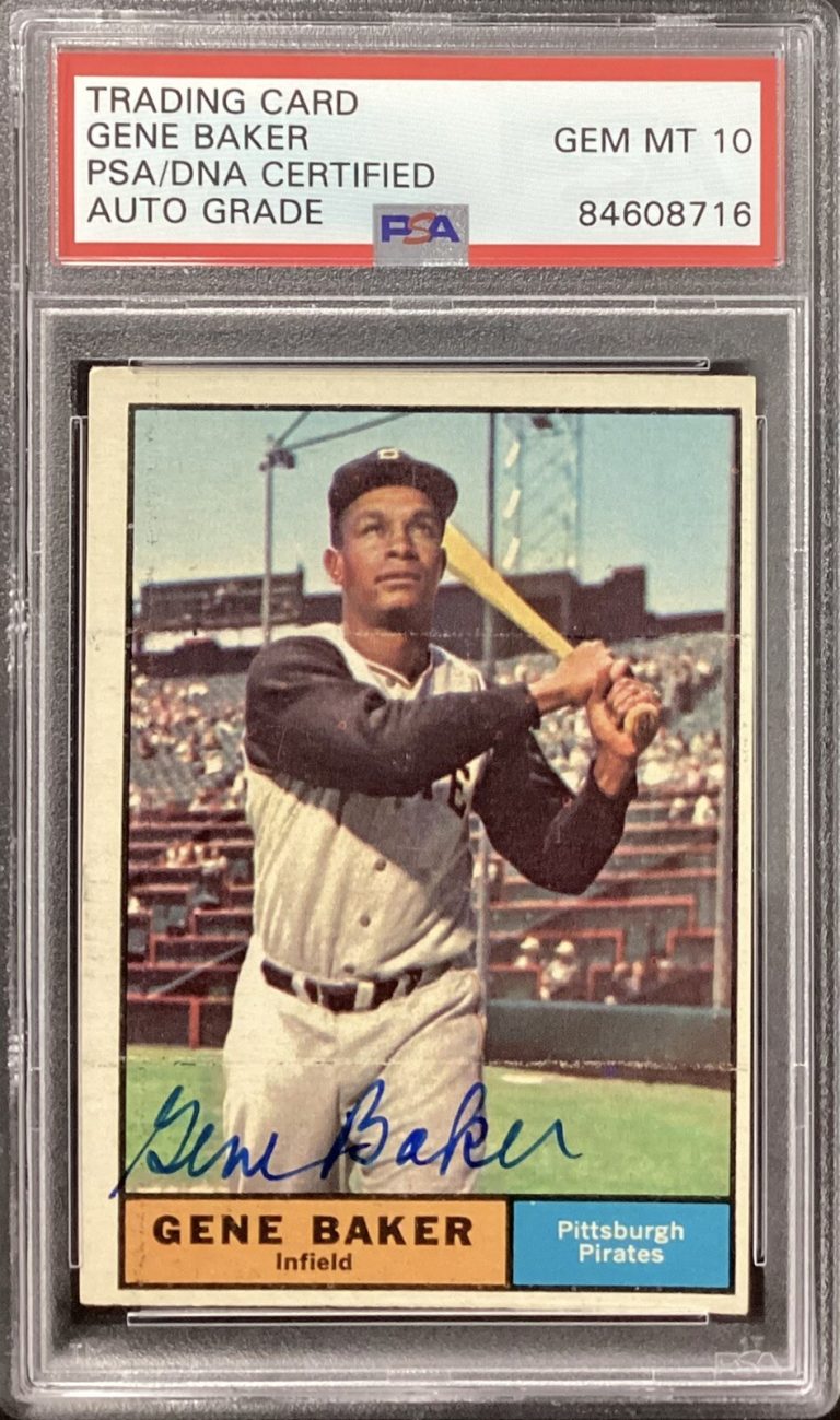Gene Baker Signed 1961 Topps #339 Baseball Card Pirates Auto PSA/DNA Gem Mt 10