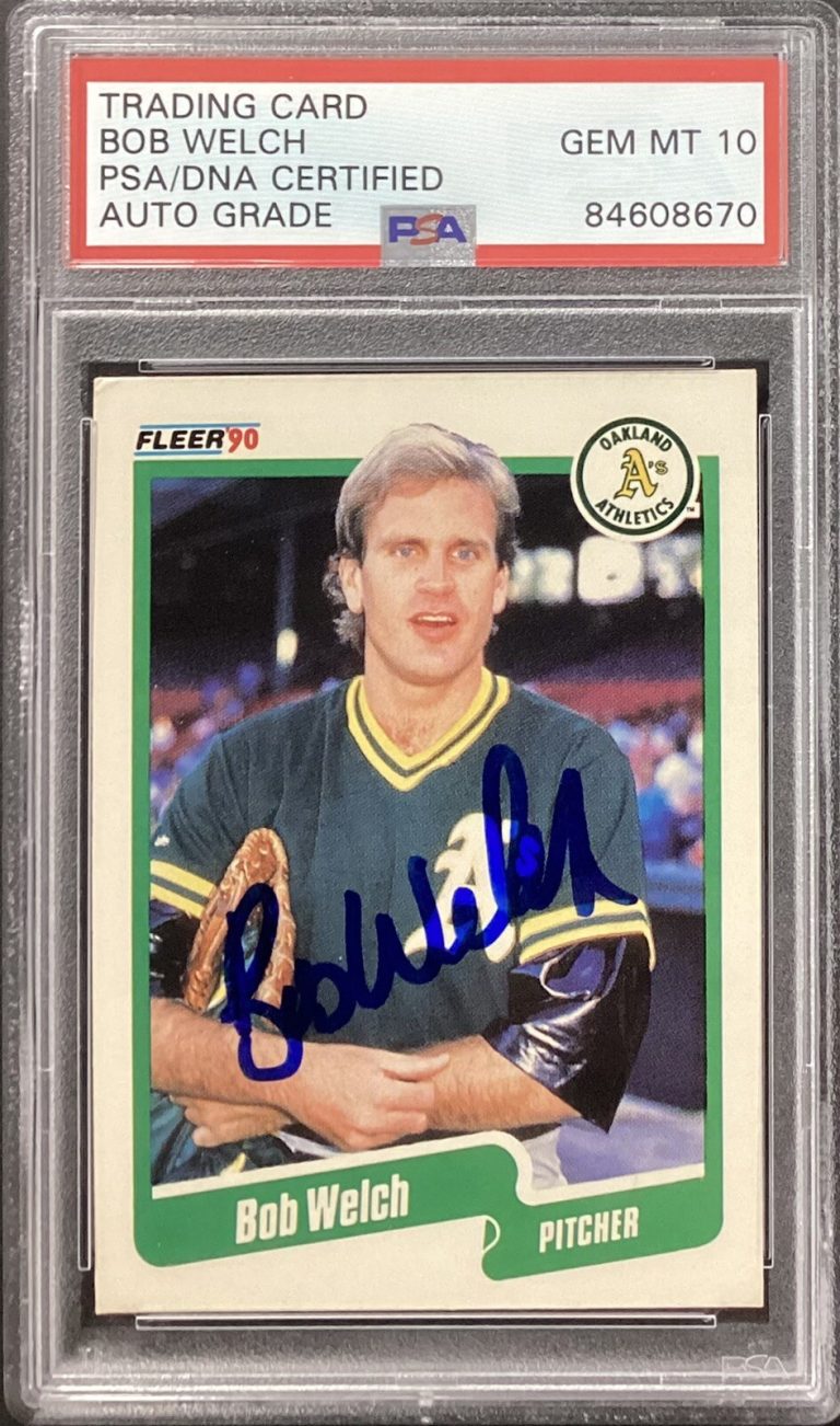 Bob Welch Signed 1990 Fleer #23 Baseball Card As Athletics PSA/DNA Auto Gem 10
