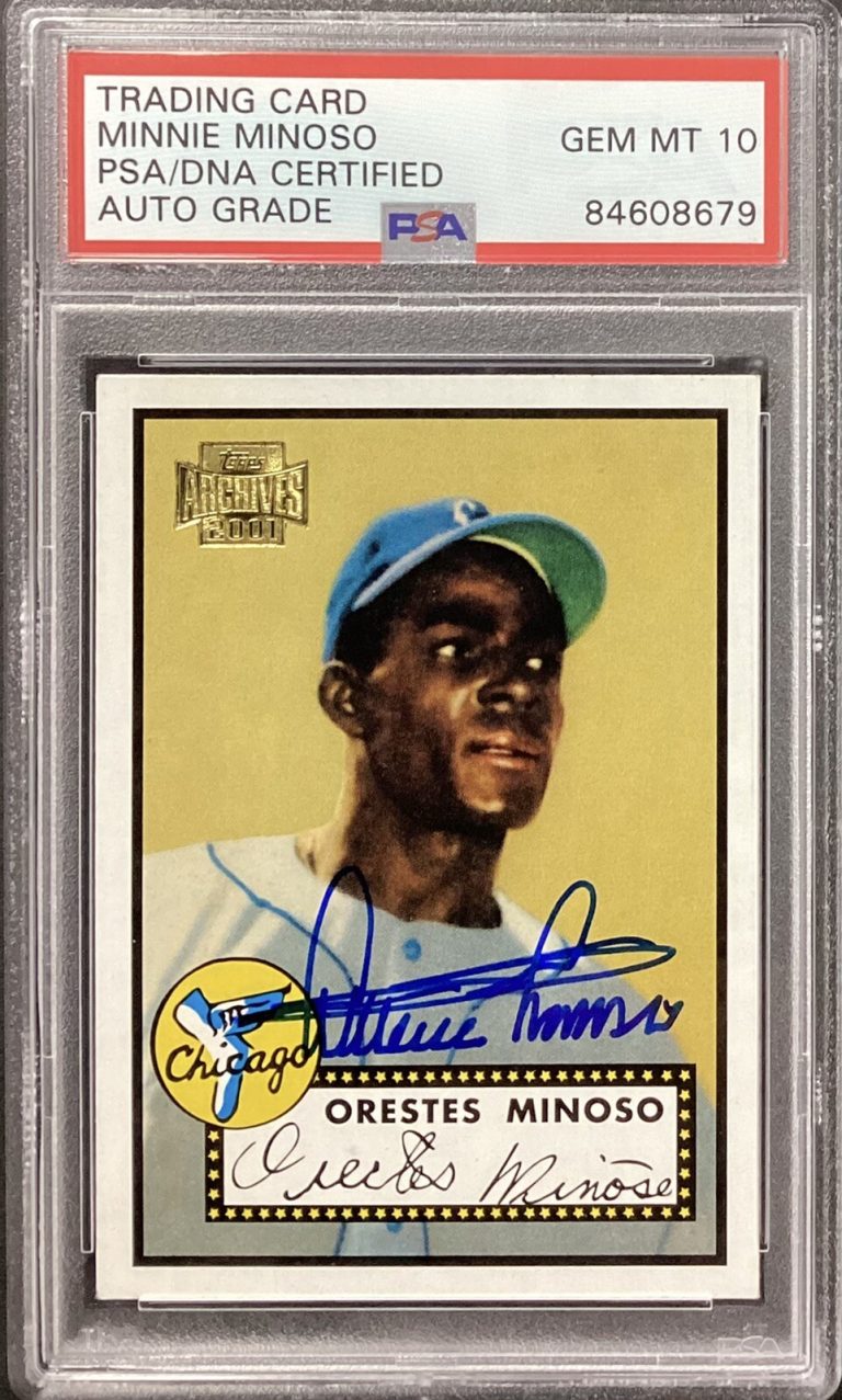 Minnie Minoso Signed 2001 Topps Archives #195 Reprint Card PSA/DNA Auto Gem 10