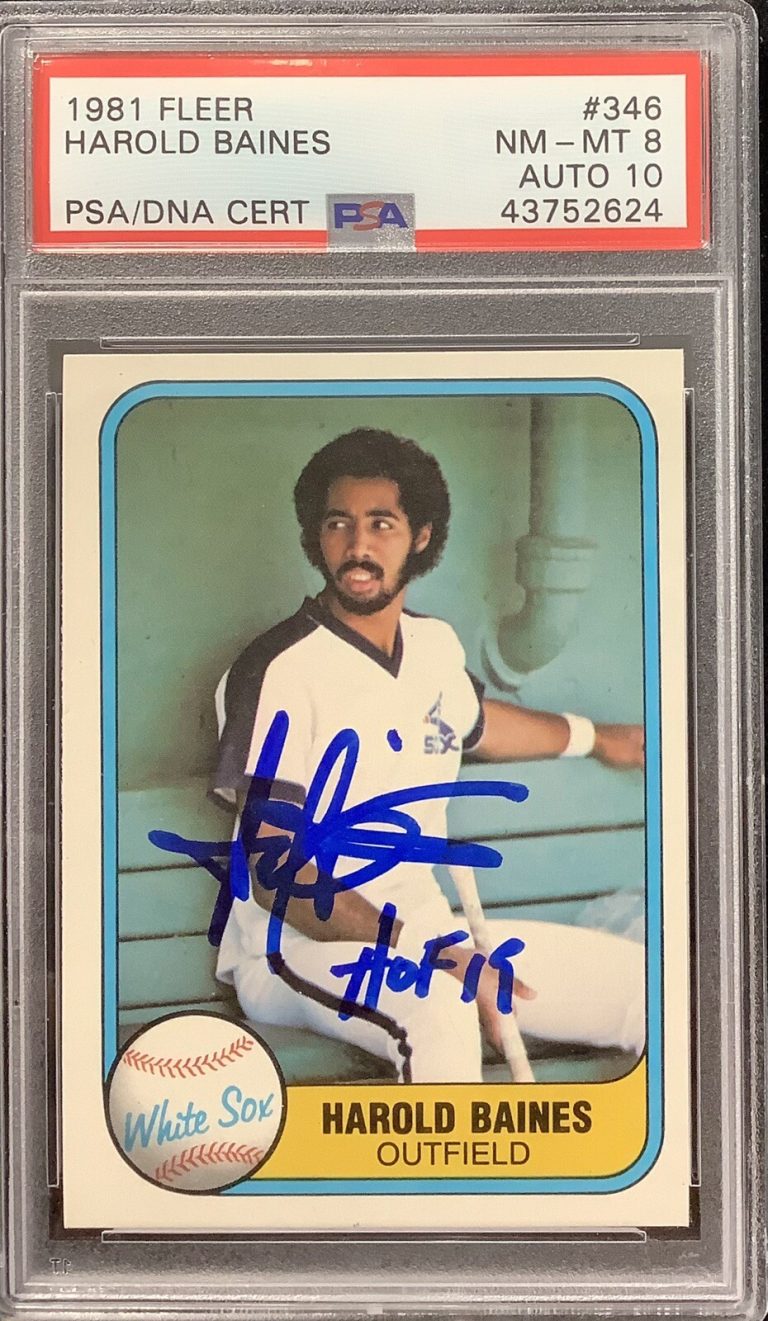 Harold Baines Signed 1981 Fleer #346 Rookie Sox HOF PSA/DNA Auto 10 Card NM-MT 8