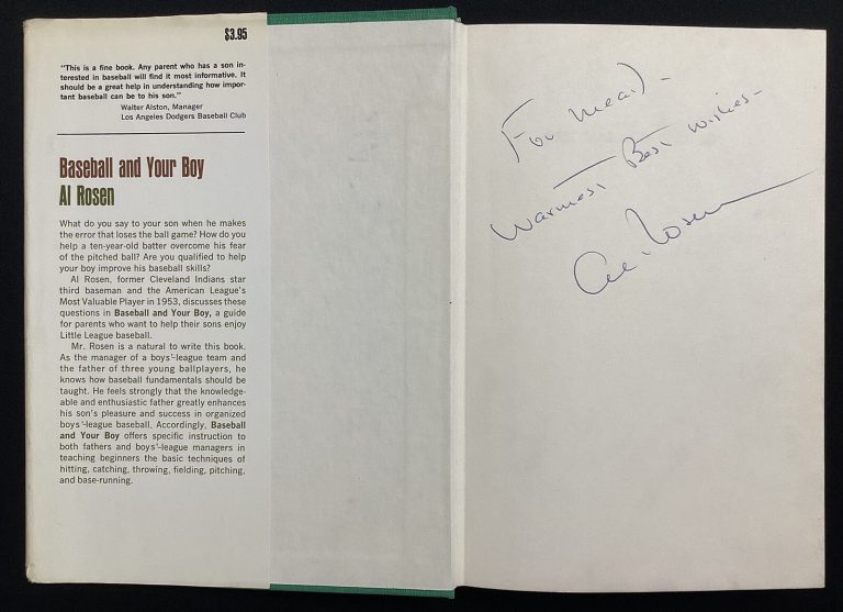 Al Rosen Signed Book Baseball And Your Boy HCB Cleveland Indians Autograph TPG