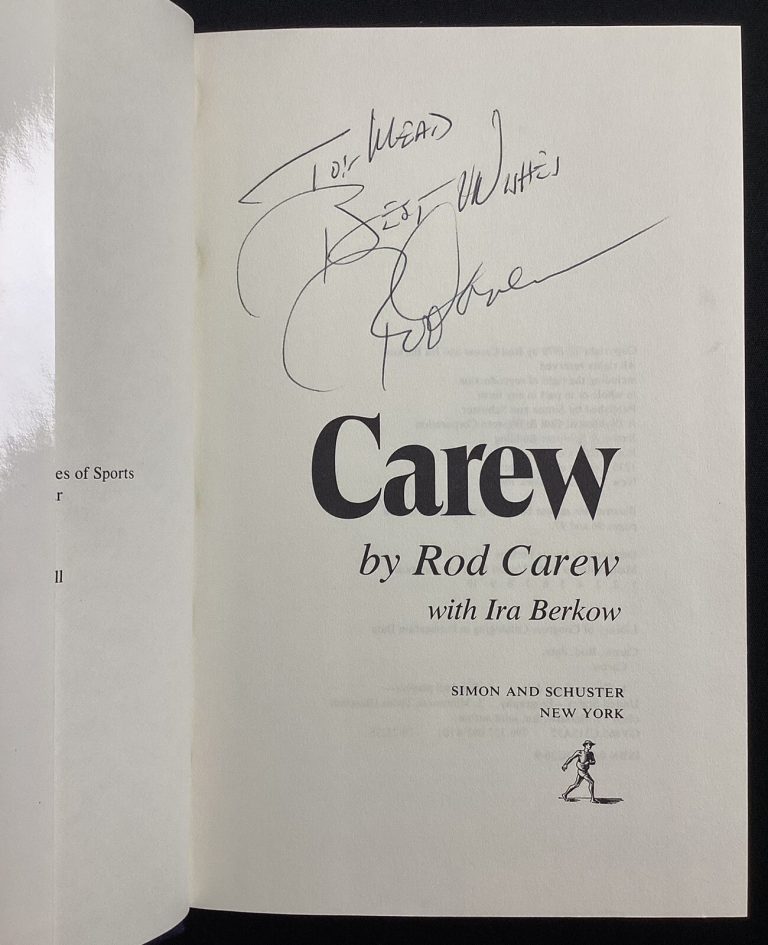 Rod Carew Signed Book Carew HCB Baseball CA Angels MN Twins HOF Autograph TPG