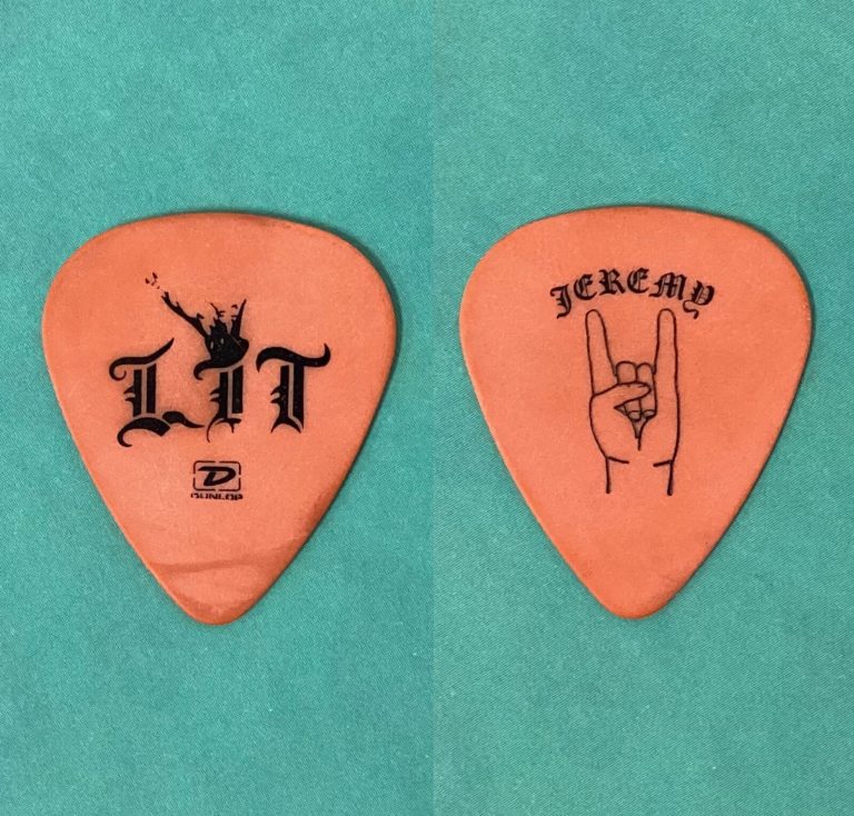 Lit Band Logo Guitar Pick Dunlop Orange Jeremy Popoff Horns 2002 Atomic Tour
