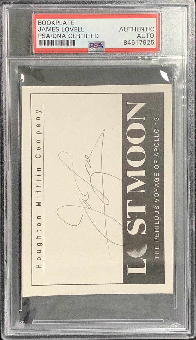 James Lovell Signed Cut Bookplate NASA Apollo 8 13 Gemini Vintage Auto PSA/DNA