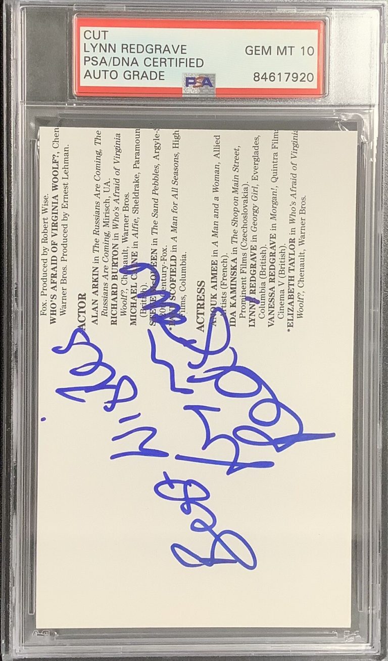 Lynn Redgrave Signed Cut Page Tom Jones Georgy Girl Insc PSA/DNA Auto Mt 10