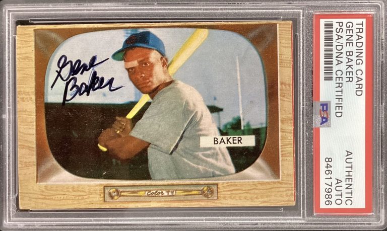 Gene Baker Signed 1955 Bowman #7 Baseball Card KC Monarchs Autograph PSA/DNA