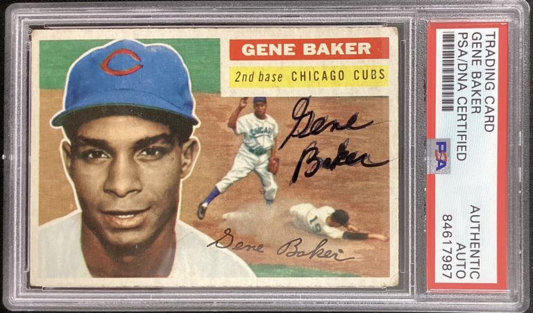 Gene Baker Signed 1956 Topps #142 Baseball Card Cubs Monarchs Autograph PSA/DNA