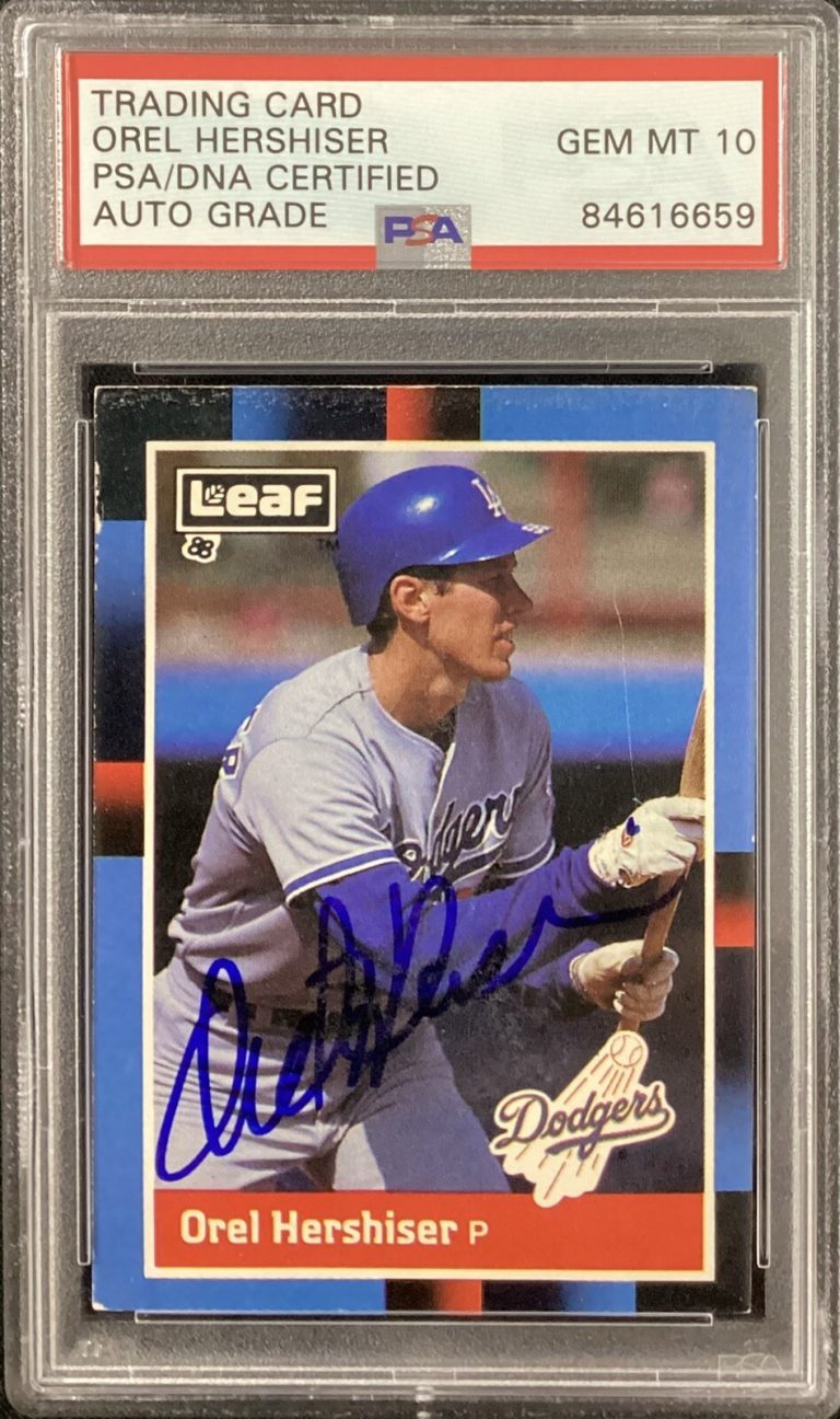 Orel Hershiser Signed 1988 Leaf #62 Baseball Card Dodgers PSA/DNA Auto Gem Mt 10