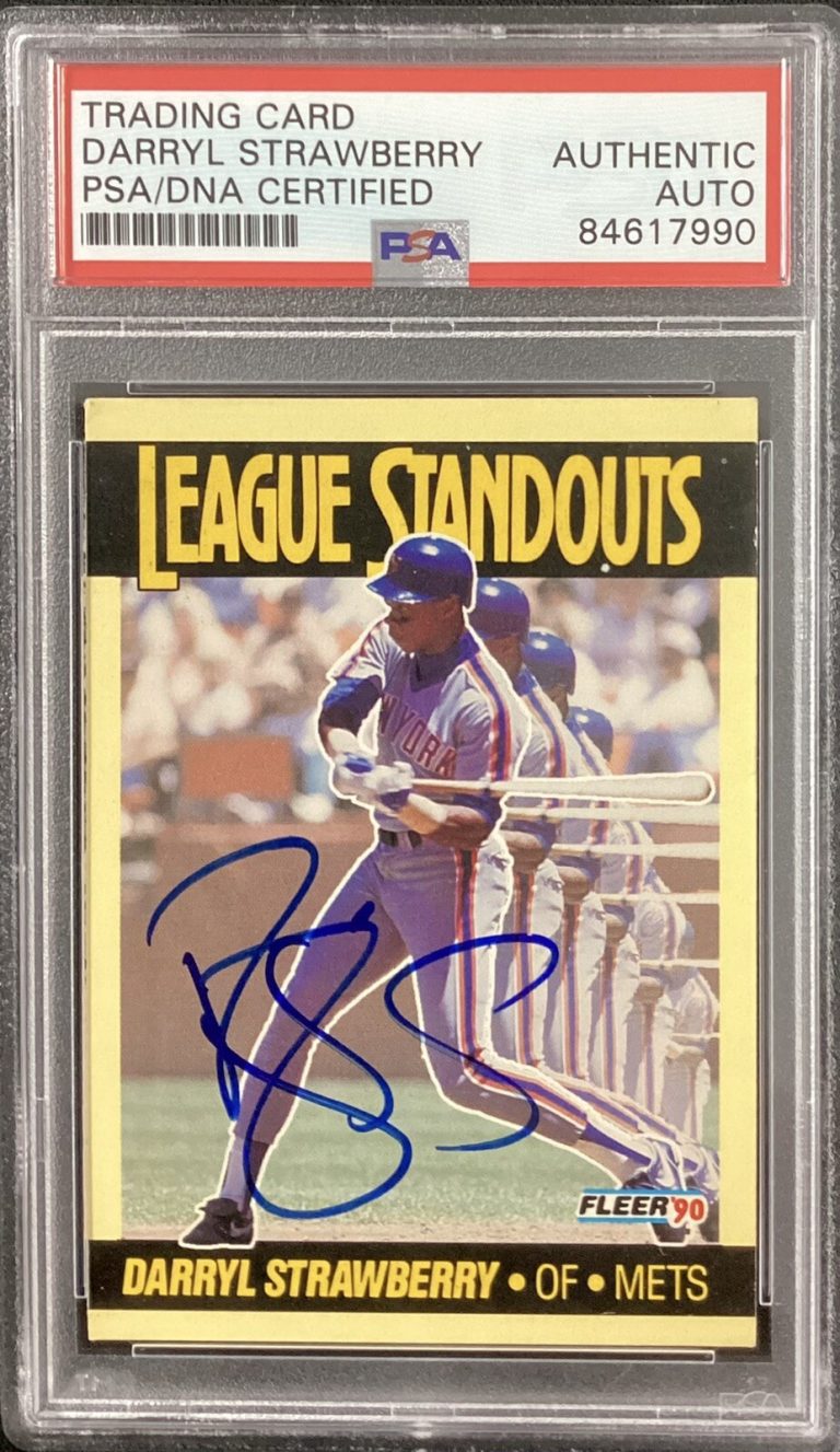 Darryl Strawberry Signed 1990 Fleer #3 Baseball Card NY Mets Autograph PSA/DNA