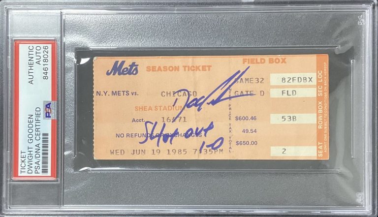 Dwight Doc Gooden Signed Ticket Stub 6/19/85 New York Mets Autograph PSA/DNA