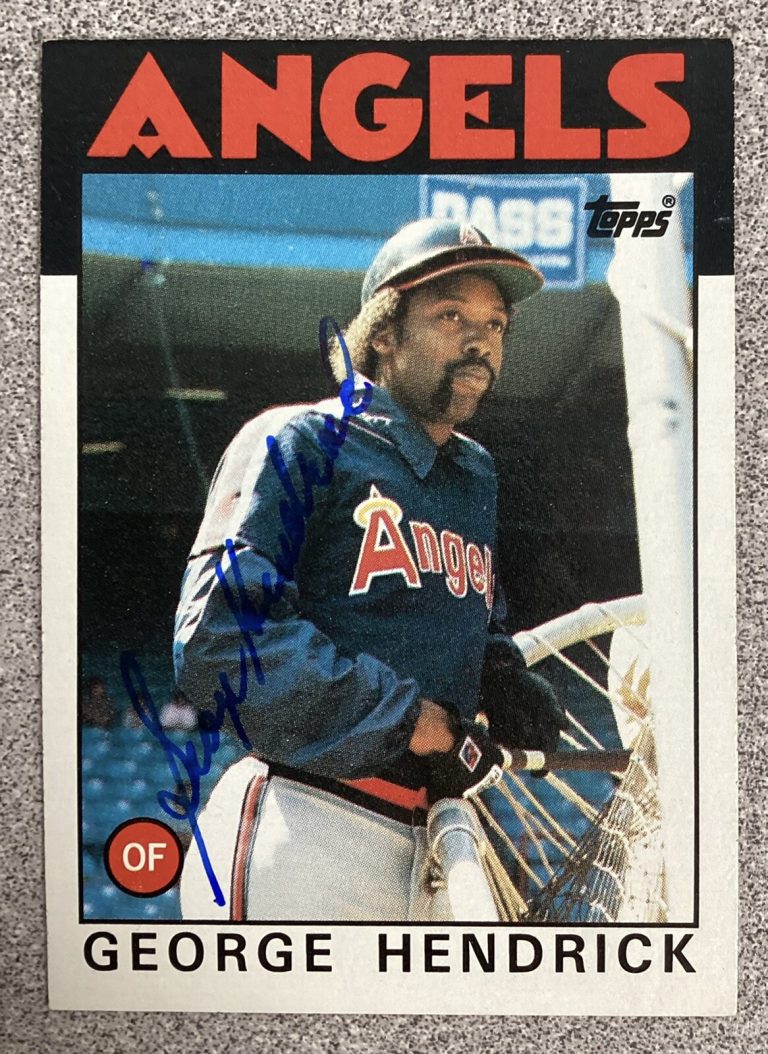 George Hendrick Signed 1986 Topps #190 Baseball Card Angels A’s Autograph TPG
