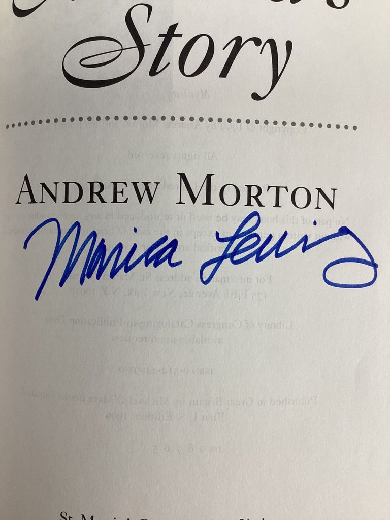 Monica Lewinsky Signed Book Monicas Story HCB White House Auto Bill Clinton JSA
