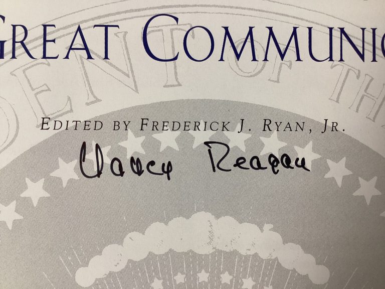 Nancy Reagan Signed Book The Great Communicator HCB First Lady Autograph JSA 1
