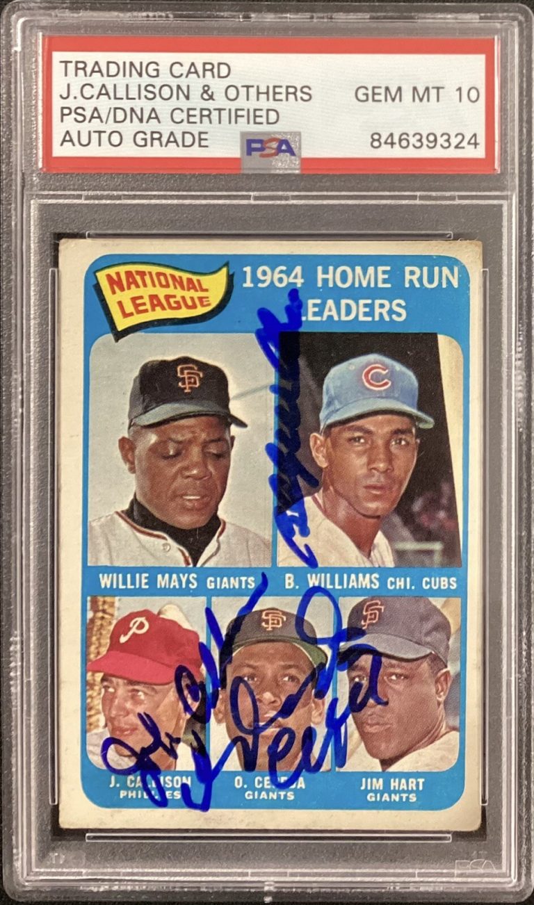 Billy Williams Signed 1965 Topps #4 Card J Callison O Cepeda PSA/DNA Auto Gem 10