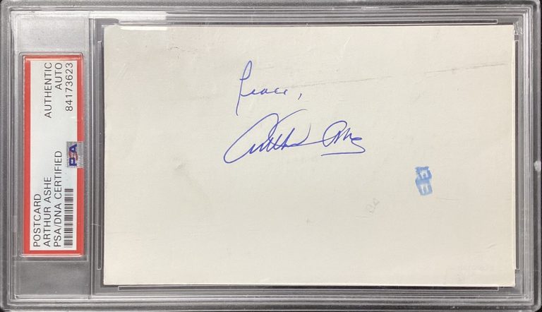 Arthur Ashe Signed Postcard Tennis HOF Autograph Grand Slam Open Champ PSA/DNA