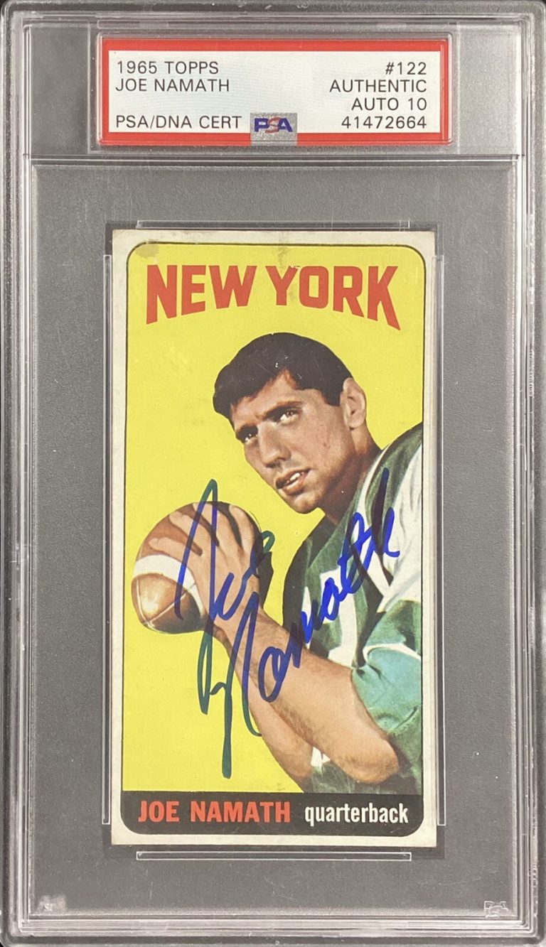 Joe Namath Signed 1965 Topps #122 Rookie Card New York Jets HOF PSA/DNA Auto 10