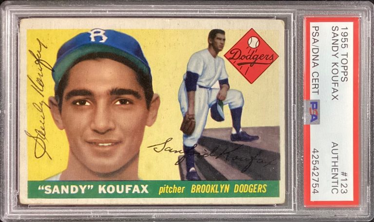 Sandy Koufax Signed 1955 Topps #123 Rookie Card Dodgers HOF Autograph PSA/DNA