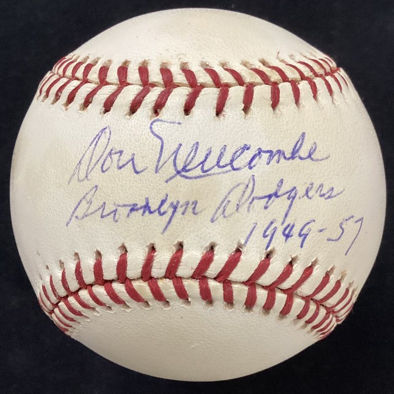 Don Newcombe Signed Baseball LSC Newk Dodgers 1949-57 Autograph Inscription JSA