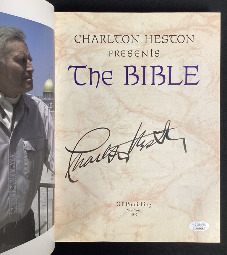 Charlton Heston Signed Book The Bible HCB Ben-Hur Actor El Cid Autograph JSA