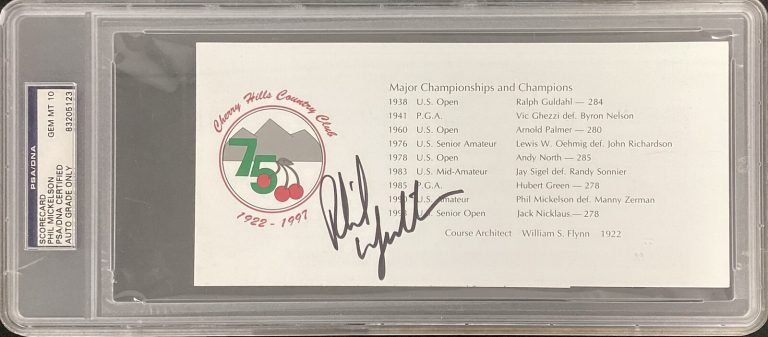 Phil Mickelson Signed Scorecard Golf 1990 US Amateur Winner PSA/DNA Auto Gem 10
