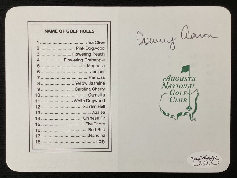 Tommy Aaron Signed Scorecard Golf Augusta National Masters PGATour Autograph JSA