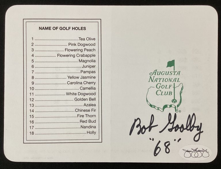 Bob Goalby Signed Scorecard Golf Augusta National Masters PGA Tour Autograph JSA