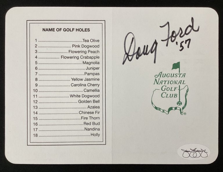 Doug Ford Signed Scorecard Golf Augusta National 1957 Masters PGA Autograph JSA
