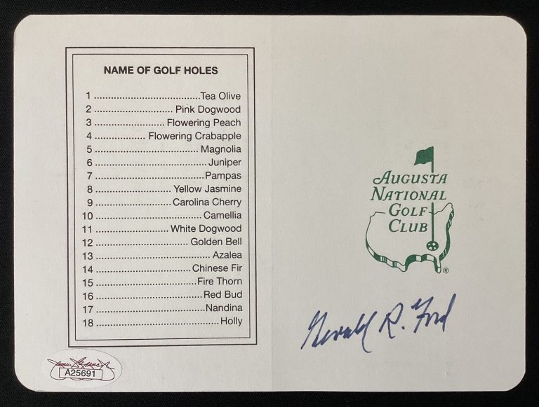 Gerald Ford Signed Scorecard Augusta Masters 38th President of USA Autograph JSA