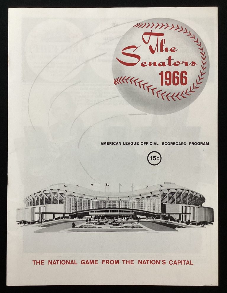 1966 Washington Senators vs Boston Red Sox Vintage Scorecard Program Not Scored