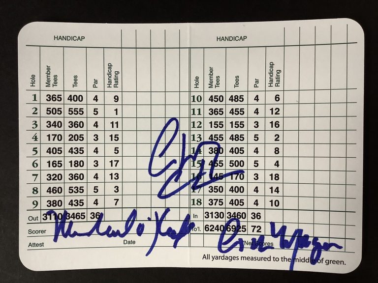 Chevy Chase Signed Scorecard Caddyshack BushWood Country Club Cindy Morgan JSA