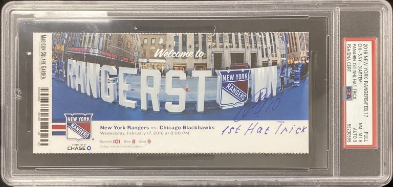 Artemi Panarin Signed Full Ticket 2/17/16 Rangers PSA/DNA Auto 9 Ticket NM-MT 8