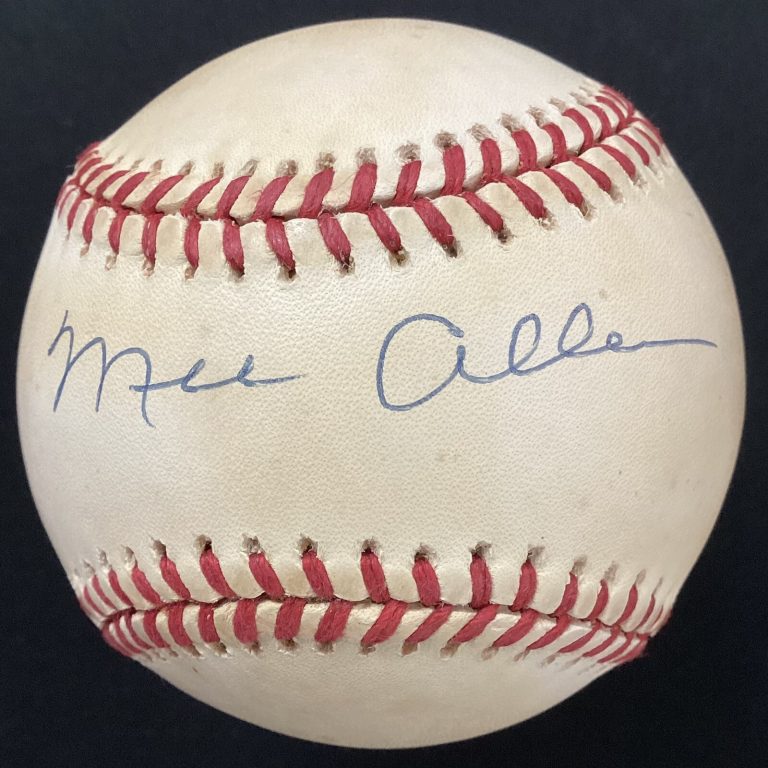 Mel Allen Signed Baseball Rawlings Bob Brown NY Yankees Announcer Auto PSA/DNA