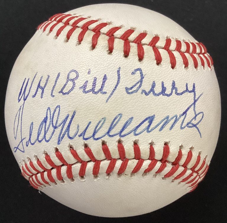 Ted Williams Signed Baseball ABG Bill Terry Autograph HOF Last 400 Hitters JSA