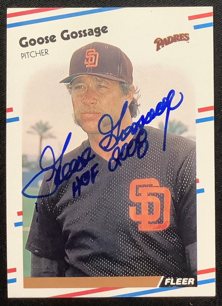 Goose Gossage Signed 1988 Fleer #583 Baseball Card NY Yankees Insc Auto TPG